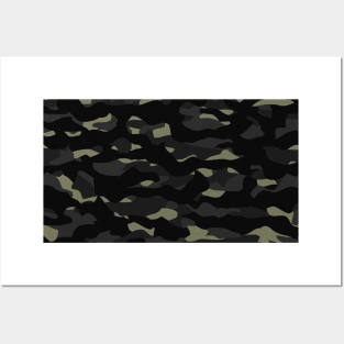 Cool Camouflage Pattern - Dark Black, Shades of Grey and Beige Posters and Art